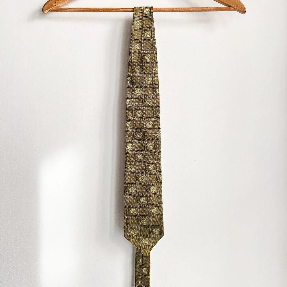Gianni Versace Medusa Face Geometric Print Men's Tie